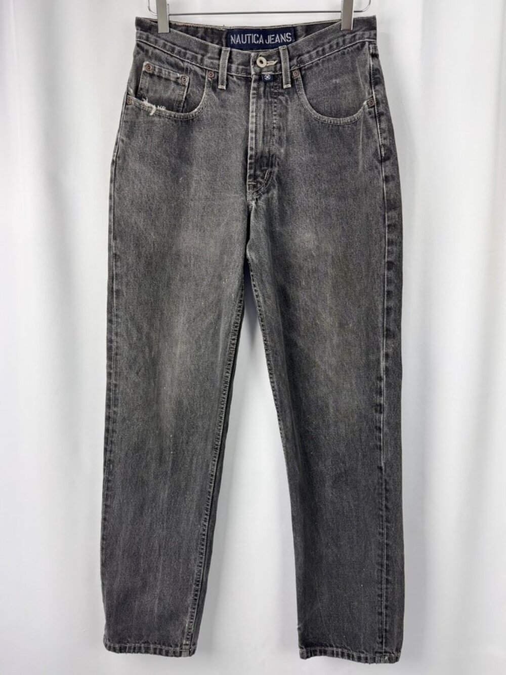Vtg Nautica Mens Easy Fit Black Jeans Size 30x32 (Fits 28x32) Faded Distressed